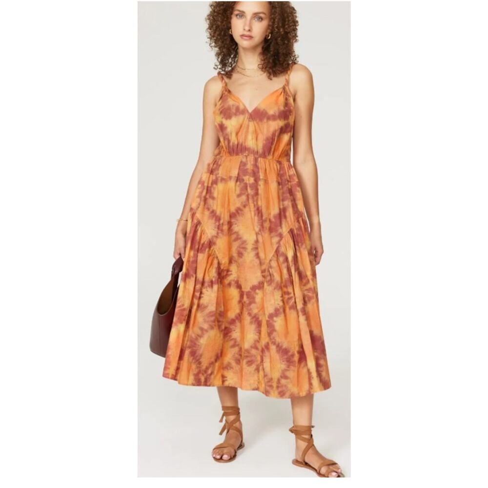 Ulla Johnson valentina tie dye strappy cotton midi dress size 4
